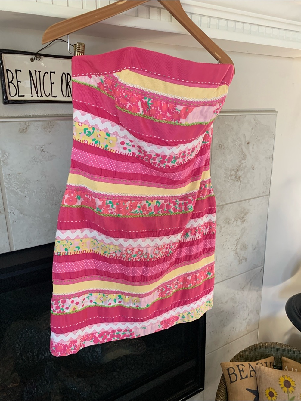Lily Pulitzer🎀Strapless Lined Ribbon Dress 100% Cotton Size 10 Worn 1x